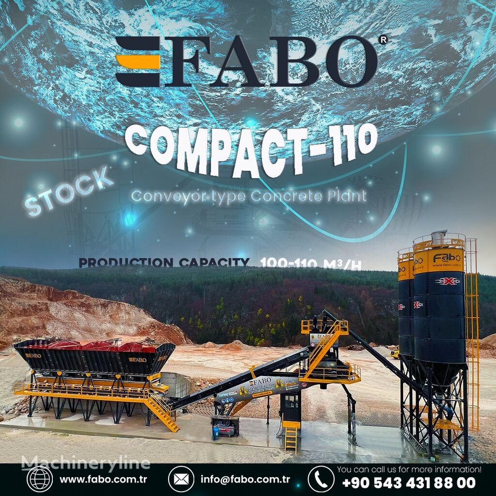 jauns FABO  COMPACT-110 CONCRETE PLANT | CONVEYOR TYPE betona rūpnīca