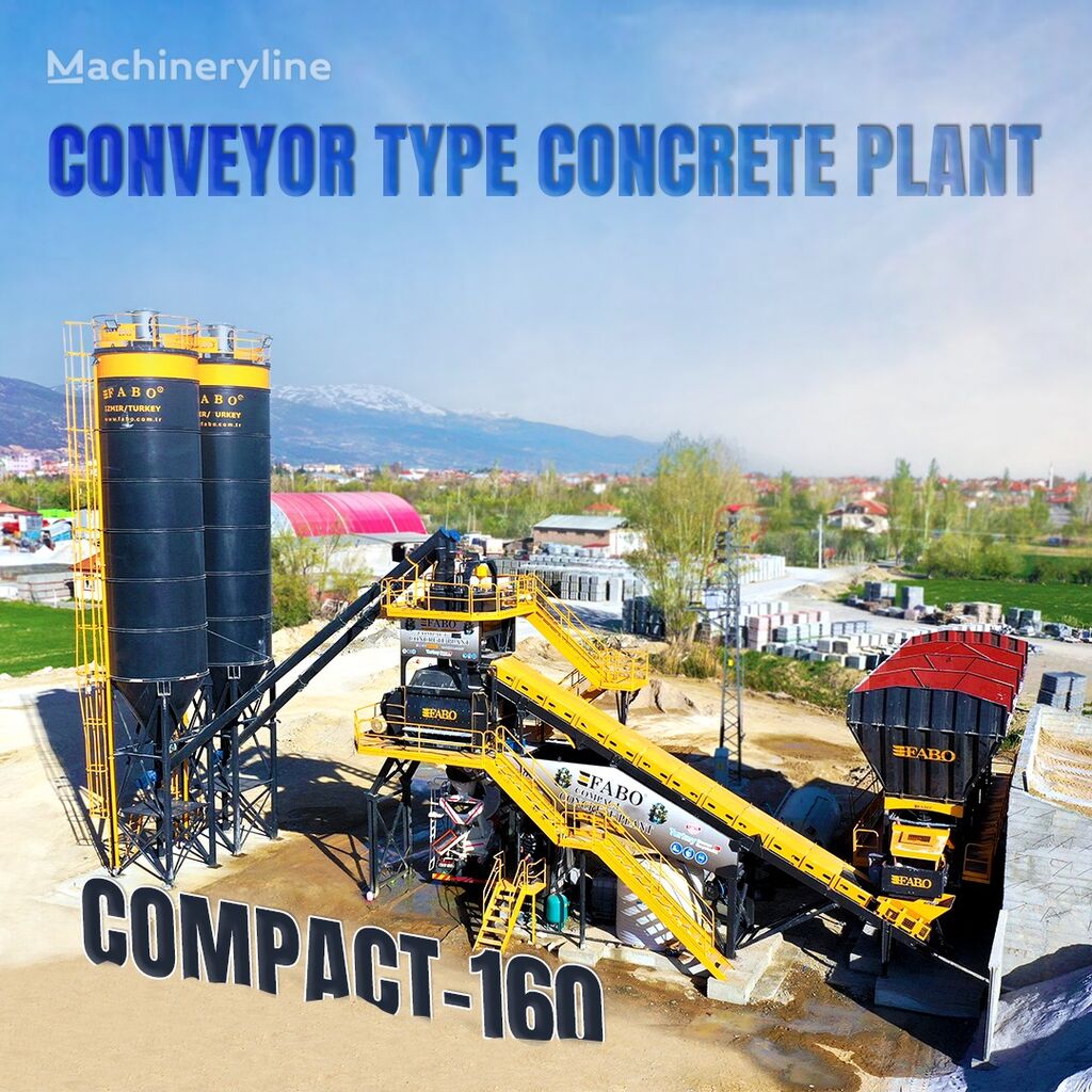 jauns FABO  COMPACT-160 CONCRETE PLANT | CONVEYOR TYPE | Ready in Stock betona rūpnīca