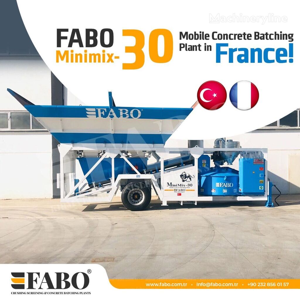 jauns FABO MINIMIX-30M3/H MINI CENTRALE À BÉTON MOBILE betona rūpnīca