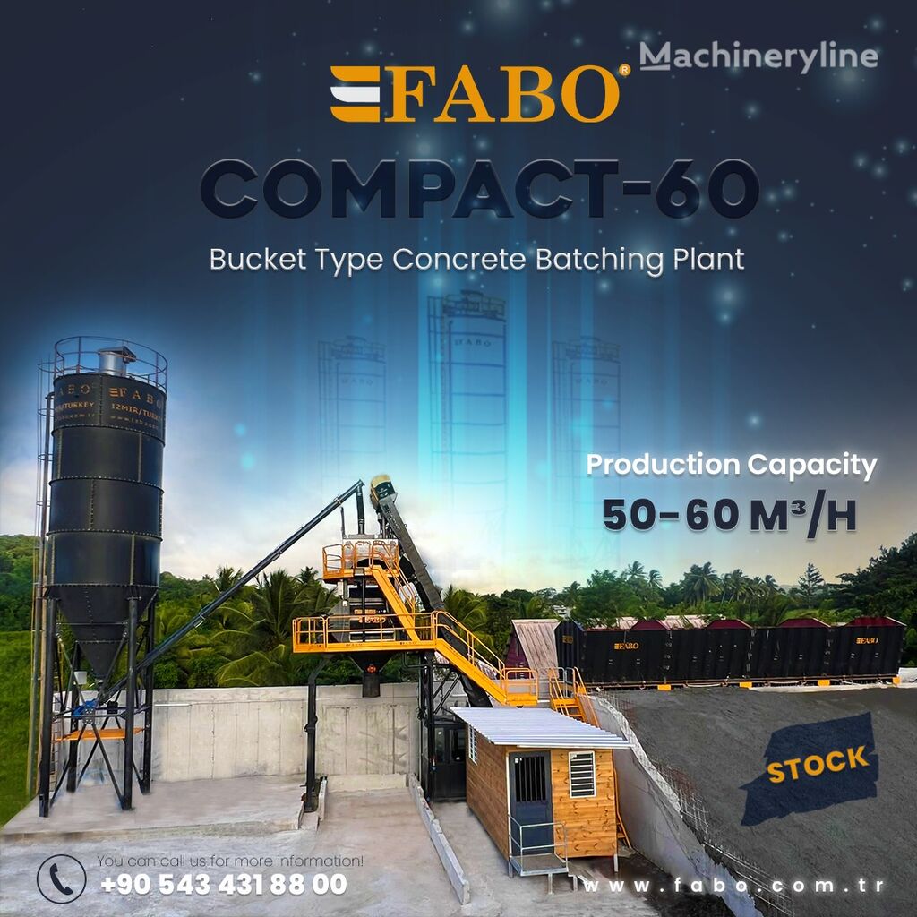 jauns FABO SKIP SYSTEM CONCRETE BATCHING PLANT | 60m3/h Capacity | STOCK betona rūpnīca