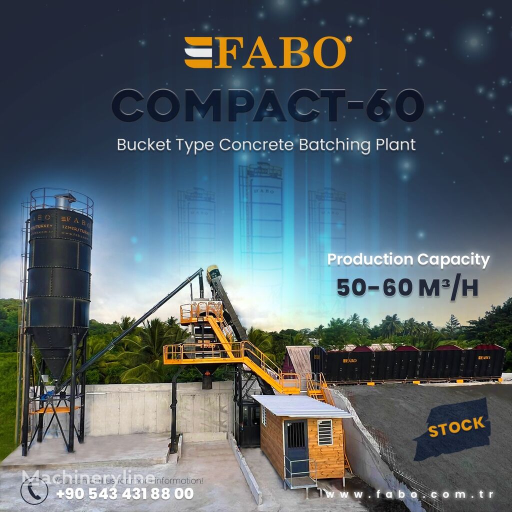jauns FABO SKIP SYSTEM CONCRETE BATCHING PLANT | 60m3/h Capacity | STOCK betona rūpnīca