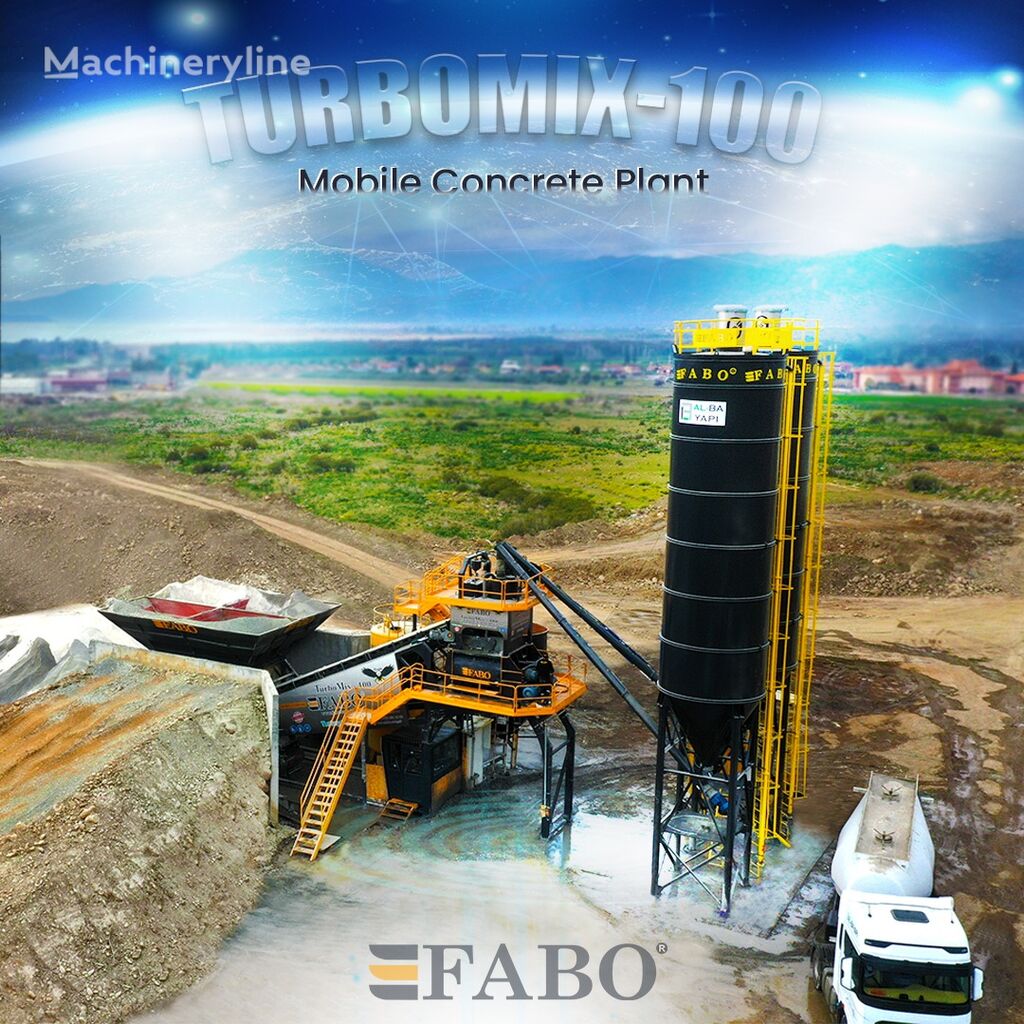 jauns FABO TURBOMIX-100 Mobile Concrete Batching Plant betona rūpnīca