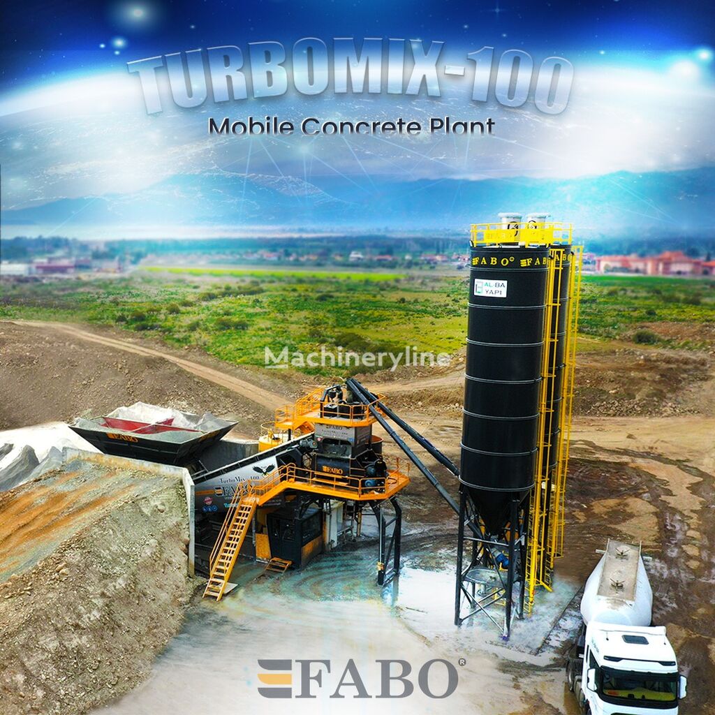 jauns FABO TURBOMIX-100 Mobile Concrete Batching Plant betona rūpnīca