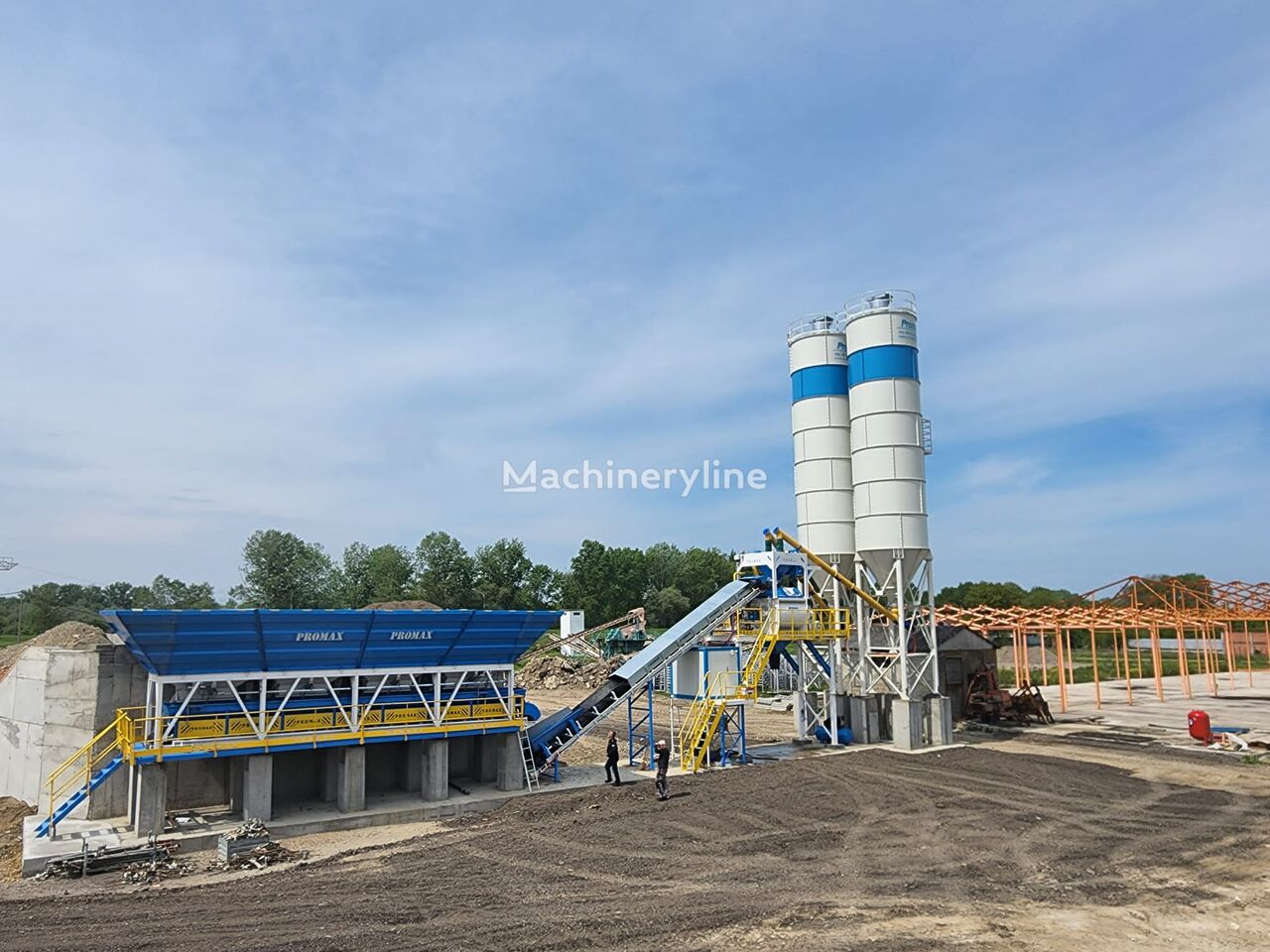 jauns Promax Compact Concrete Batching Plant C100-TWN-LINE (100m3/h) betona rūpnīca