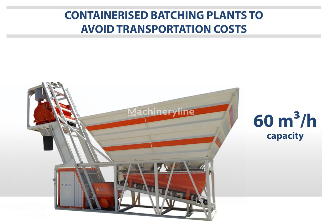 jauns Semix Compact 60 Concrete Batching Plant  Containerised betona rūpnīca